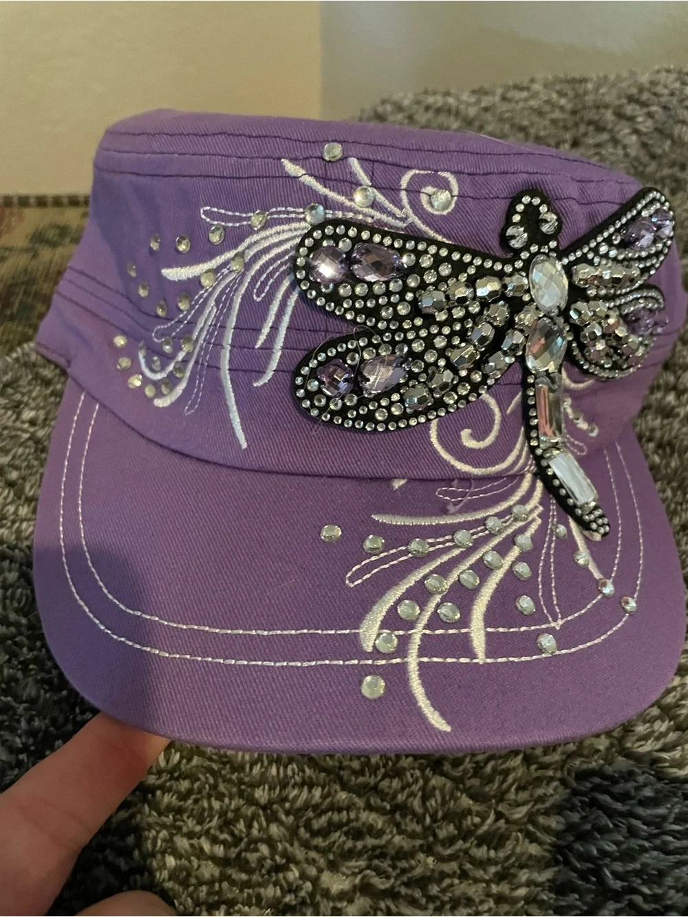 Teens - Women’s Paw Print Embroidered Cadet Cap - Black, Pink, Purple